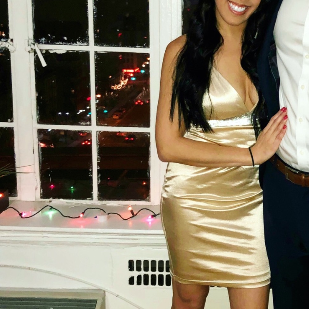 Gold satin dress